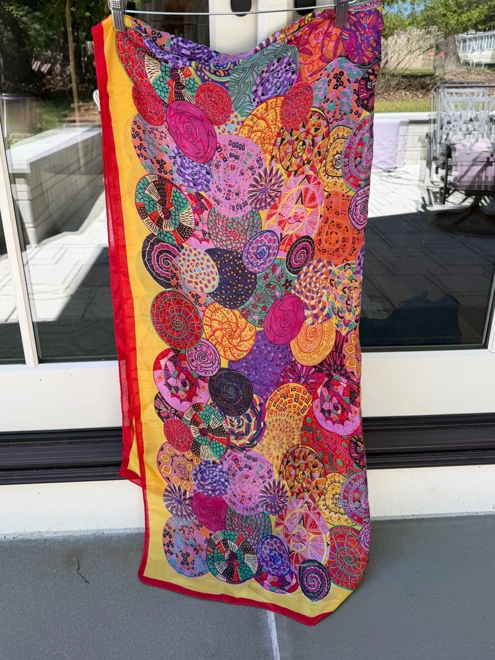 Silk Blend Statement Scarf 35% Silk 65%Viscose Colorful Paisley 66x35